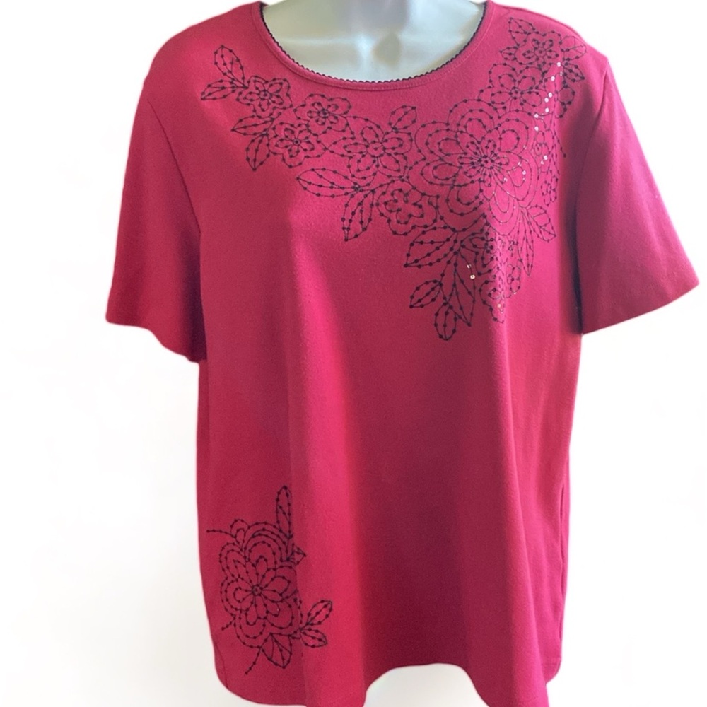 Alfred Dunner Embellished Top  ‎ Sz L